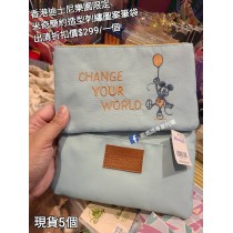 (出清) 香港迪士尼樂園限定 米奇 簡約造型刺繡圖案筆袋